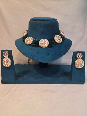 Mosinite kundan choker set ruby beads