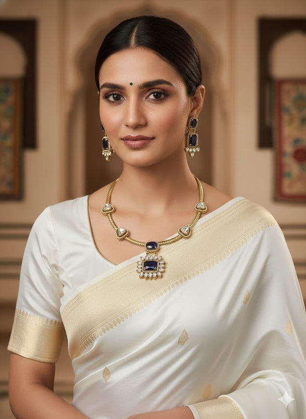 Sapphire Crown Kundan Hasli Set