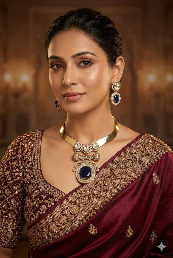 Midnight Blue Heritage Hasli Set